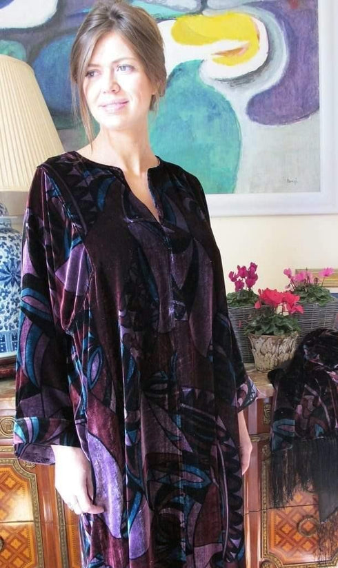 Tuttabankem Fabiola Long Silk Velvet Kaftan | Tuttabankem